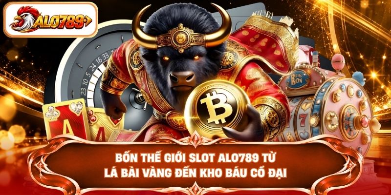 Bốn thế giới slot ALO789 từ lá bài vàng đến kho báu cổ đại